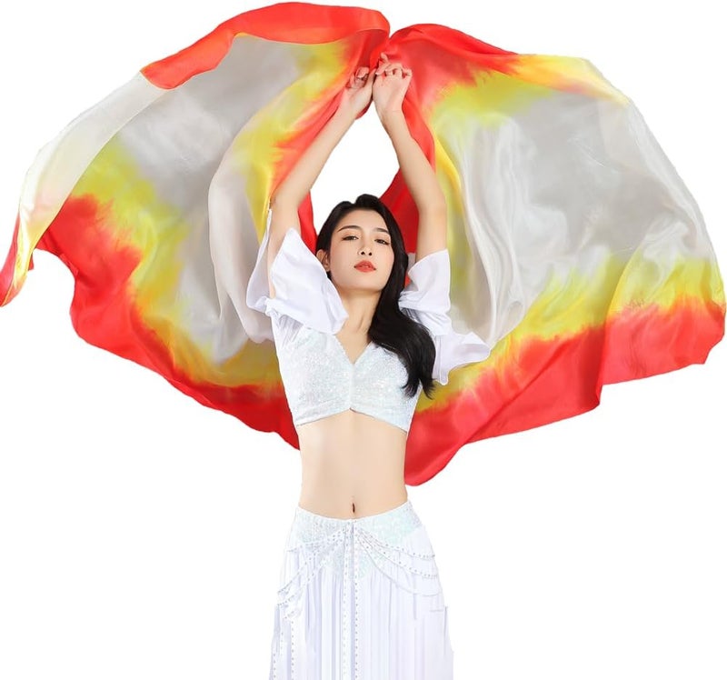 Rivoxi Women Real Silk Belly Dance Silk Veils Professional Oriental Halloween Stage Performance Show - Image 1